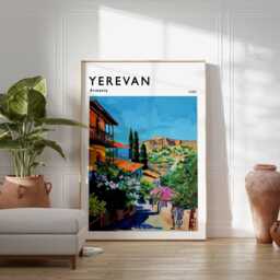 Yerevan Armenia Travel Poster Caucasus Cityscape Art Print - thumbnail 2