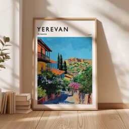 Yerevan Armenia Travel Poster Caucasus Cityscape Art Print - thumbnail 3