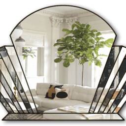 Venus Fan Overmantel Art Deco Handmade Wall Mirror in Black - thumbnail 2