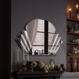 Venus Fan Overmantel Art Deco Handmade Wall Mirror in Black - thumbnail 4