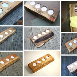 Personalized Wood Tealight Candle Holder - Rustic Anniversary Gift - thumbnail 2