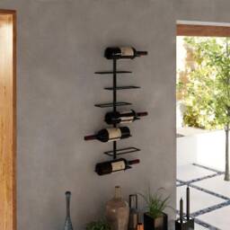 Modern Metal Wine Rack - Wall Mounted 8 Bottle Holder Minimalist Home Bar Decor - thumbnail 3