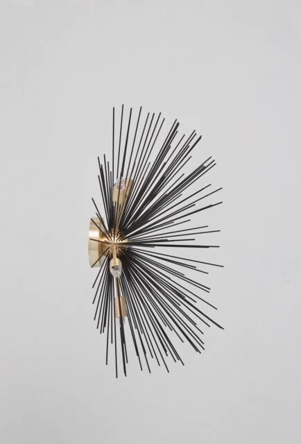 Mid Century Urchin Brass Wall Sconce, 3 Bulb Light - image 1