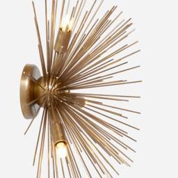 Mid Century Urchin Brass Wall Sconce, 3 Bulb Light - thumbnail 2