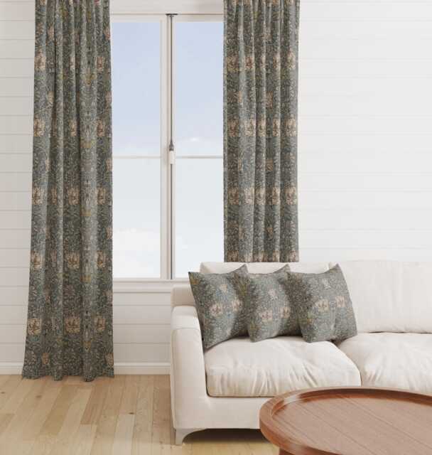 Custom Made William Morris Honeysuckle Steel Blackout Lining Curtains 3 - image 1