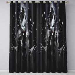 Dark Smiling Clown Monochrome Graffiti Decorative Artistic Artwork For Home Decor Readymade Eyelet Ring Top Thermal 100% Blackout Curtains - thumbnail 3