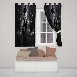 Dark Smiling Clown Monochrome Graffiti Decorative Artistic Artwork For Home Decor Readymade Eyelet Ring Top Thermal 100% Blackout Curtains - thumbnail 2