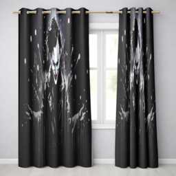 Dark Smiling Clown Monochrome Graffiti Decorative Artistic Artwork For Home Decor Readymade Eyelet Ring Top Thermal 100% Blackout Curtains