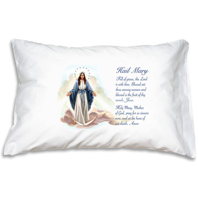 Hail Mary Prayer On Pillowcase, Uplifting Catholic Pillow Cases For Birthdays, First Communion, Confirmation & Easter - image 1