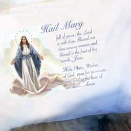 Hail Mary Prayer On Pillowcase, Uplifting Catholic Pillow Cases For Birthdays, First Communion, Confirmation & Easter - thumbnail 3