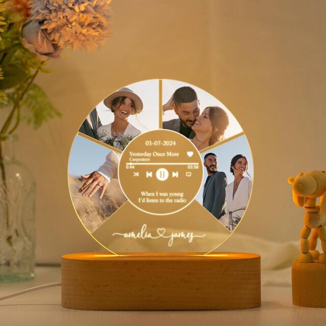 Personalized Photo Music Plaque, Custom Song Acrylic Night Light, Personalized Album Cover Lamp, Led Bedside Lamp, Music Lover Gift - image 1