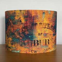 Orange & Teal Distressed Style Lampshade Rust Patina For Ceiling Pendants Or Standard Table Floor Lamps - thumbnail 2