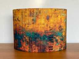 Orange & Teal Distressed Style Lampshade Rust Patina For Ceiling Pendants Or Standard Table Floor Lamps