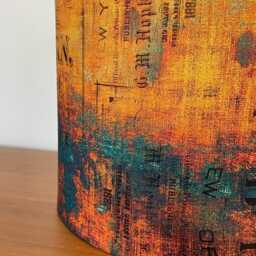 Orange & Teal Distressed Style Lampshade Rust Patina For Ceiling Pendants Or Standard Table Floor Lamps - thumbnail 3