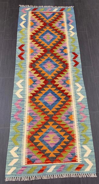 Handmade Kilim Runner, Artisan Afghan Turkish Aztec Sheep Wool Runner Rug 190x70 cm - image 1