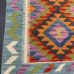 Handmade Kilim Runner, Artisan Afghan Turkish Aztec Sheep Wool Runner Rug 190x70 cm - thumbnail 2