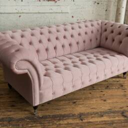 Handmade 3 Seater Dusty Pink Velvet Fabric Chesterfield Sofa - thumbnail 3