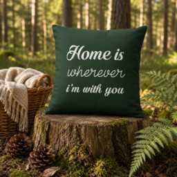 Home Is Wherever I'm With You Pillow, Quote Throw Couple Gift, Housewarming Living Room Decor, Bedroom Cushion