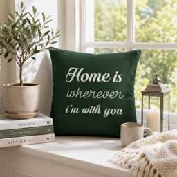 Home Is Wherever I'm With You Pillow, Quote Throw Couple Gift, Housewarming Living Room Decor, Bedroom Cushion - thumbnail 3