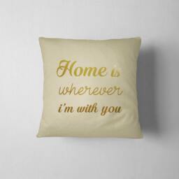 Home Is Wherever I'm With You Throw Pillow - Calligraphy Cushion Cover - thumbnail 3
