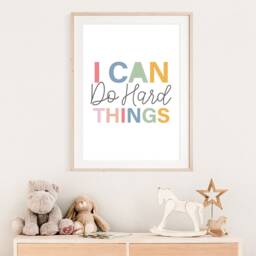 I Can Do Hard Things Print, Girls Nursery Bedroom Playroom Wall Art, Prints, Motivational Affirmation - thumbnail 2