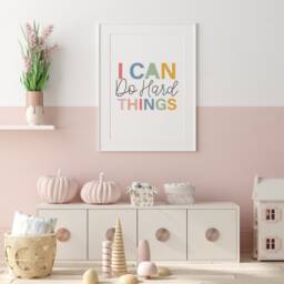 I Can Do Hard Things Print, Girls Nursery Bedroom Playroom Wall Art, Prints, Motivational Affirmation - thumbnail 3