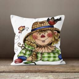Garden Scarecrow Throw Pillow/Pumpkin Pillow Case/Fall Trend Cover/Autumn Pillow/Sunflower Cushion Cover/Farmhouse Style - thumbnail 3