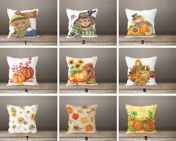 Garden Scarecrow Throw Pillow/Pumpkin Pillow Case/Fall Trend Cover/Autumn Pillow/Sunflower Cushion Cover/Farmhouse Style - thumbnail 1