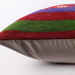 Large Kilim Pillow Cover 24'' Handwoven Turkish Wool Cushion - thumbnail 4