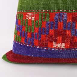 Large Kilim Pillow Cover 24'' Handwoven Turkish Wool Cushion - thumbnail 3