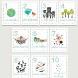 Spanish Number Counting Cards, Children's Our World 5x7 Wall Nursery Art, Kid's Room Decor, Gender Neutral Nursery, Playroom - thumbnail 2