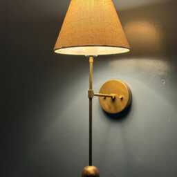 Antique Brass Scalloped Wall Sconce With Cream Ruffle Shade - Mid Century Modern Light Bathroom Vanity Bedside Lamp - thumbnail 2