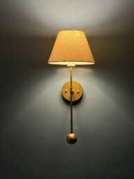 Antique Brass Scalloped Wall Sconce With Cream Ruffle Shade - Mid Century Modern Light Bathroom Vanity Bedside Lamp