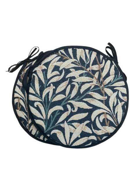 "Set Of 2 William Morris - Willow Bough Ebony Tapestry Bistro/Round/Garden/Kitchen/Patio Seat Pads Available in 3 Sizes 12"" 14"" 16" - image 1