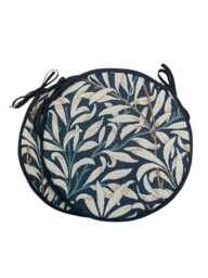 "Set Of 2 William Morris - Willow Bough Ebony Tapestry Bistro/Round/Garden/Kitchen/Patio Seat Pads Available in 3 Sizes 12"" 14"" 16" - thumbnail 1