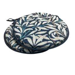 "Set Of 2 William Morris - Willow Bough Ebony Tapestry Bistro/Round/Garden/Kitchen/Patio Seat Pads Available in 3 Sizes 12"" 14"" 16" - thumbnail 3