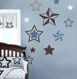 7 Stars Stencil Kit - Wall Art Nursery Kids Room Decor Diy Design Reusable Stencils For Walls
