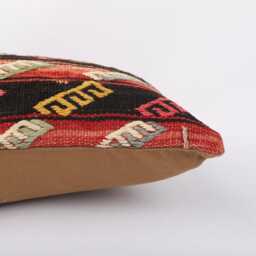 Kilim Lumbar Pillow Cover 12x24 Turkish Bohemian Cushion - thumbnail 4