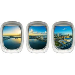 Airplane Decor Pilot Gifts For Men Wall Decal - Miami City View Peel & Stick Stickers Kids - Vwaq Ppw32 - thumbnail 2