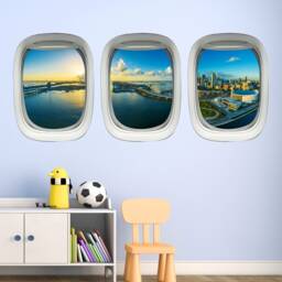 Airplane Decor Pilot Gifts For Men Wall Decal - Miami City View Peel & Stick Stickers Kids - Vwaq Ppw32 - thumbnail 1