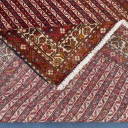 Authentic Ethnic Natural Dyes Hand-Knotted Straight Liner Design Wool Red Vintage Rug 3.3x5 Ft - thumbnail 4