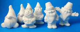 Set Of Six Ready To Paint Small Male Ceramic Garden Gnomes & One Mushroom - 4.5 5.5 Inches, Lawn Or Garden Gnome, Outdoor Indoor