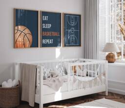 Basketball Wall Art Prints Teen Boys Bedroom Decor, Set Of 3 - thumbnail 1