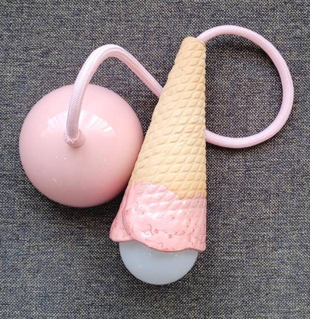 Pink Ice Cream Pendant Lamp - Cute Kitchen Light Handmade Ceramic Hanging Unique Home Decor - image 1