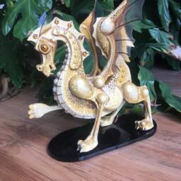 Dragon - Gold. Unique Hand Made, Detailed Painted Paper Mache Sculpture - thumbnail 3