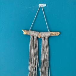 Natural Mini Grey Wool Tassel Hanging Wall Art - thumbnail 4