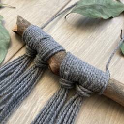 Natural Mini Grey Wool Tassel Hanging Wall Art - thumbnail 3