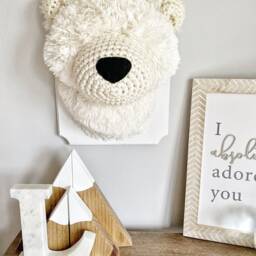 Polar Bear Minky Faux Taxidermy - Plush Head Wall Decor - thumbnail 2
