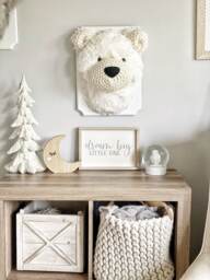Polar Bear Minky Faux Taxidermy - Plush Head Wall Decor - thumbnail 1