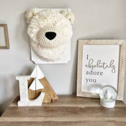 Polar Bear Minky Faux Taxidermy - Plush Head Wall Decor - thumbnail 3